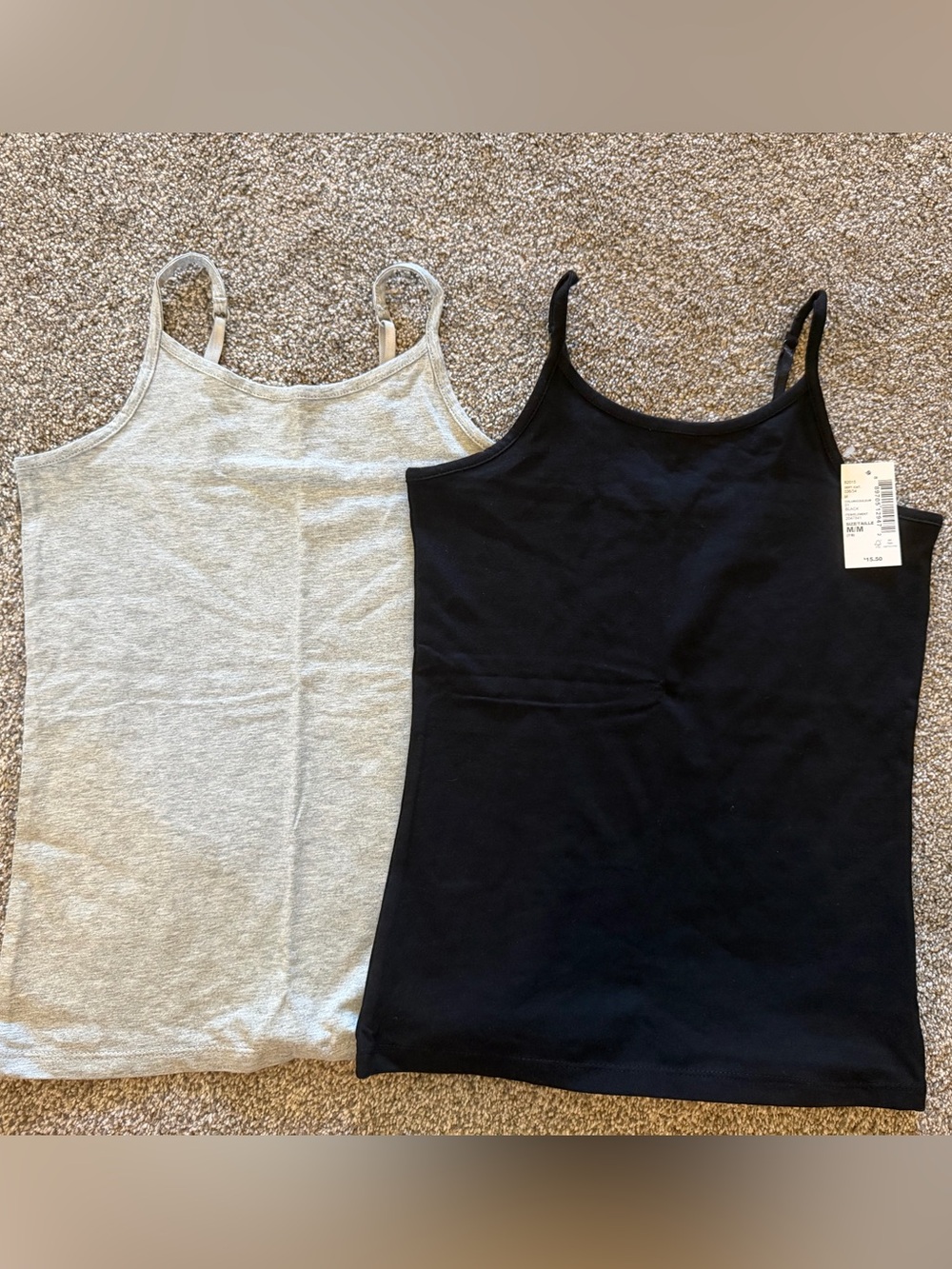 Girl’s Seamless Camisole Tank Top - Black & Light Gray